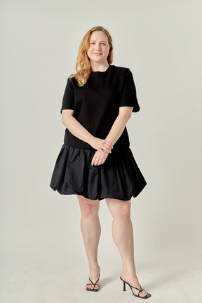 Plus Size Bubble Mixed Media Mini Dress