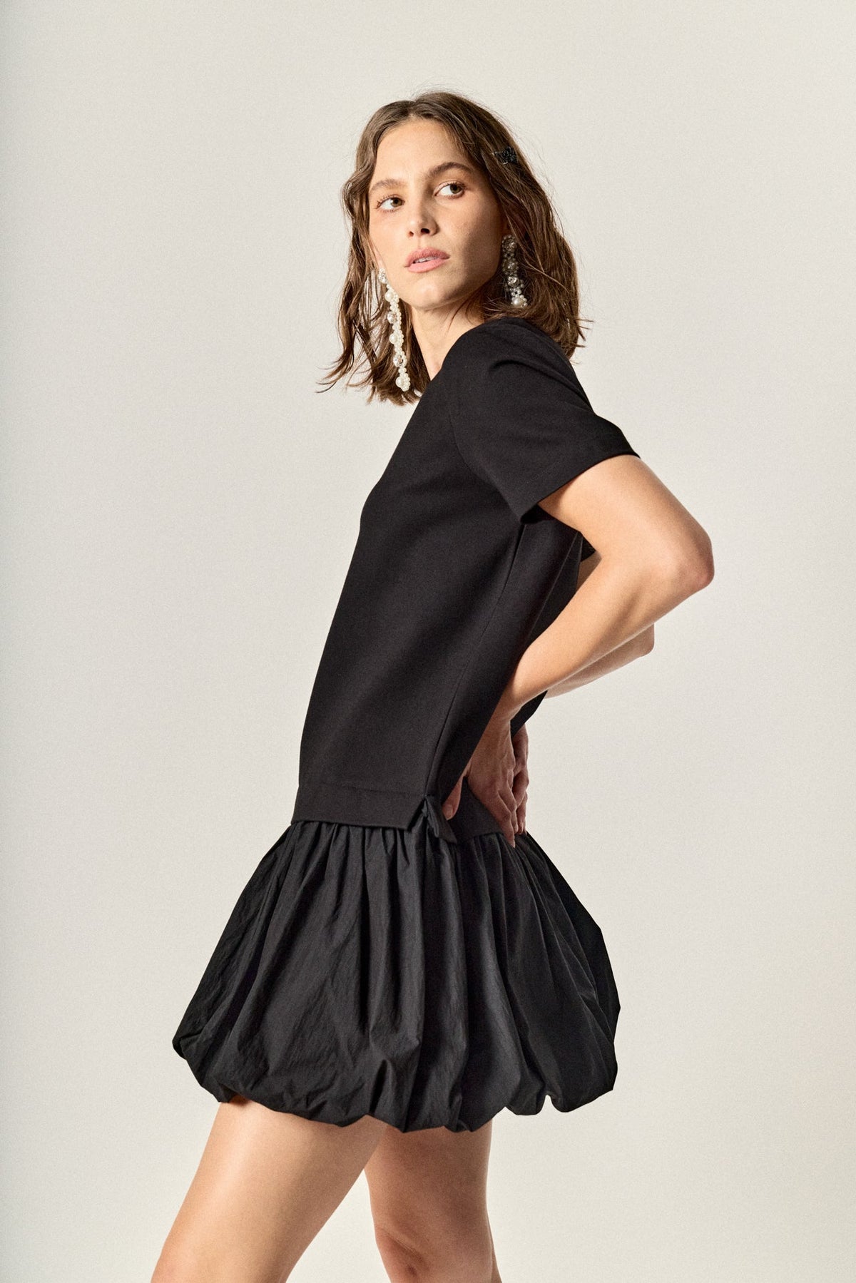 Bubble Mixed Media Mini Dress