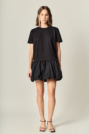 ENGLISH FACTORY - Bubble Mixed Media Mini Dress - DRESSES available at Objectrare