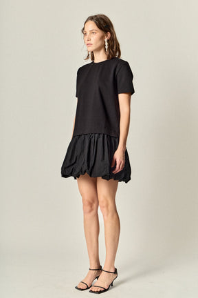 ENGLISH FACTORY - Bubble Mixed Media Mini Dress - DRESSES available at Objectrare