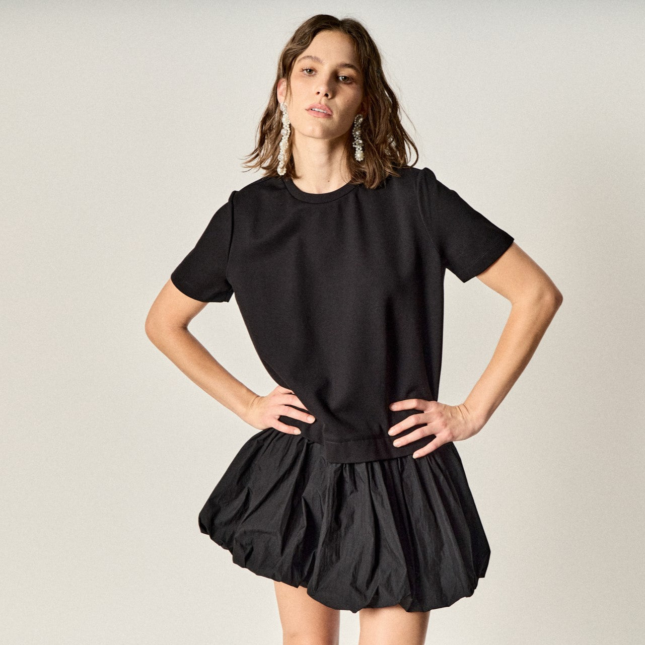 ENGLISH FACTORY - Bubble Mixed Media Mini Dress - DRESSES available at Objectrare