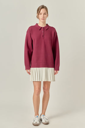 ENGLISH FACTORY - Polo Mixed Media Mini Dress - DRESSES available at Objectrare