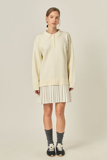 ENGLISH FACTORY - Polo Mixed Media Mini Dress - DRESSES available at Objectrare