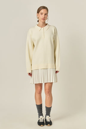 ENGLISH FACTORY - Polo Mixed Media Mini Dress - DRESSES available at Objectrare