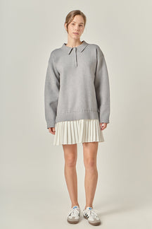 ENGLISH FACTORY - Polo Mixed Media Mini Dress - DRESSES available at Objectrare