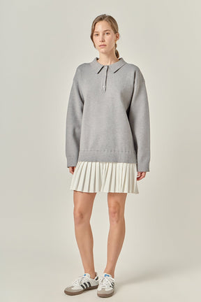 ENGLISH FACTORY - Polo Mixed Media Mini Dress - DRESSES available at Objectrare