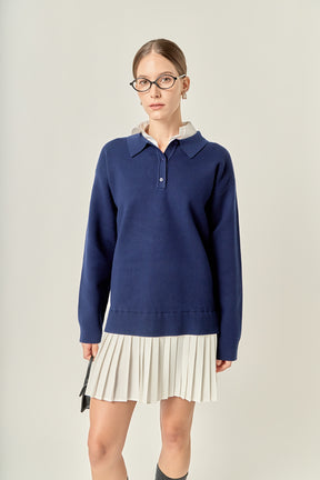 Polo Mixed Media Mini Dress