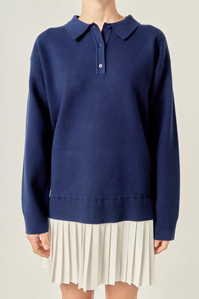 Polo Mixed Media Mini Dress