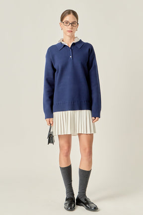 ENGLISH FACTORY - Polo Mixed Media Mini Dress - DRESSES available at Objectrare