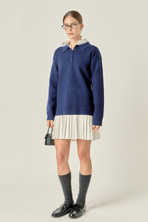 Polo Mixed Media Mini Dress