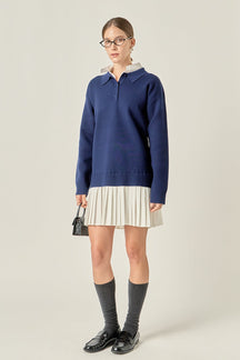 ENGLISH FACTORY - Polo Mixed Media Mini Dress - DRESSES available at Objectrare