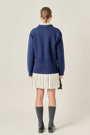 ENGLISH FACTORY - Polo Mixed Media Mini Dress - DRESSES available at Objectrare
