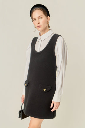 ENGLISH FACTORY - Sleeveless Knit Mini Dress - DRESSES available at Objectrare