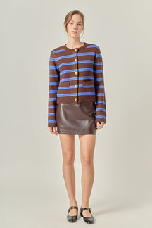 ENGLISH FACTORY - Striped Gold Button Cardigan - TOPS available at Objectrare