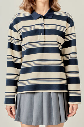 ENGLISH FACTORY - Striped Polo Shirt - TOPS available at Objectrare