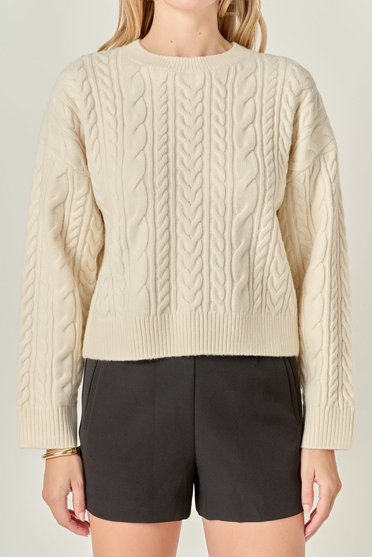 ENGLISH FACTORY - Crewneck Cable Sweater - SWEATERS & KNITS available at Objectrare