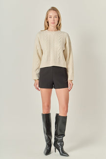 ENGLISH FACTORY - Crewneck Cable Sweater - SWEATERS & KNITS available at Objectrare
