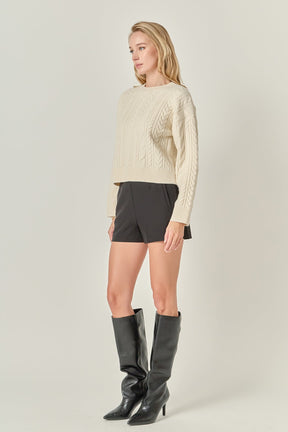 ENGLISH FACTORY - Crewneck Cable Sweater - SWEATERS & KNITS available at Objectrare