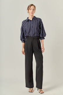 ENGLISH FACTORY - Stripe Balloon Sleeve Shirt - TOPS available at Objectrare