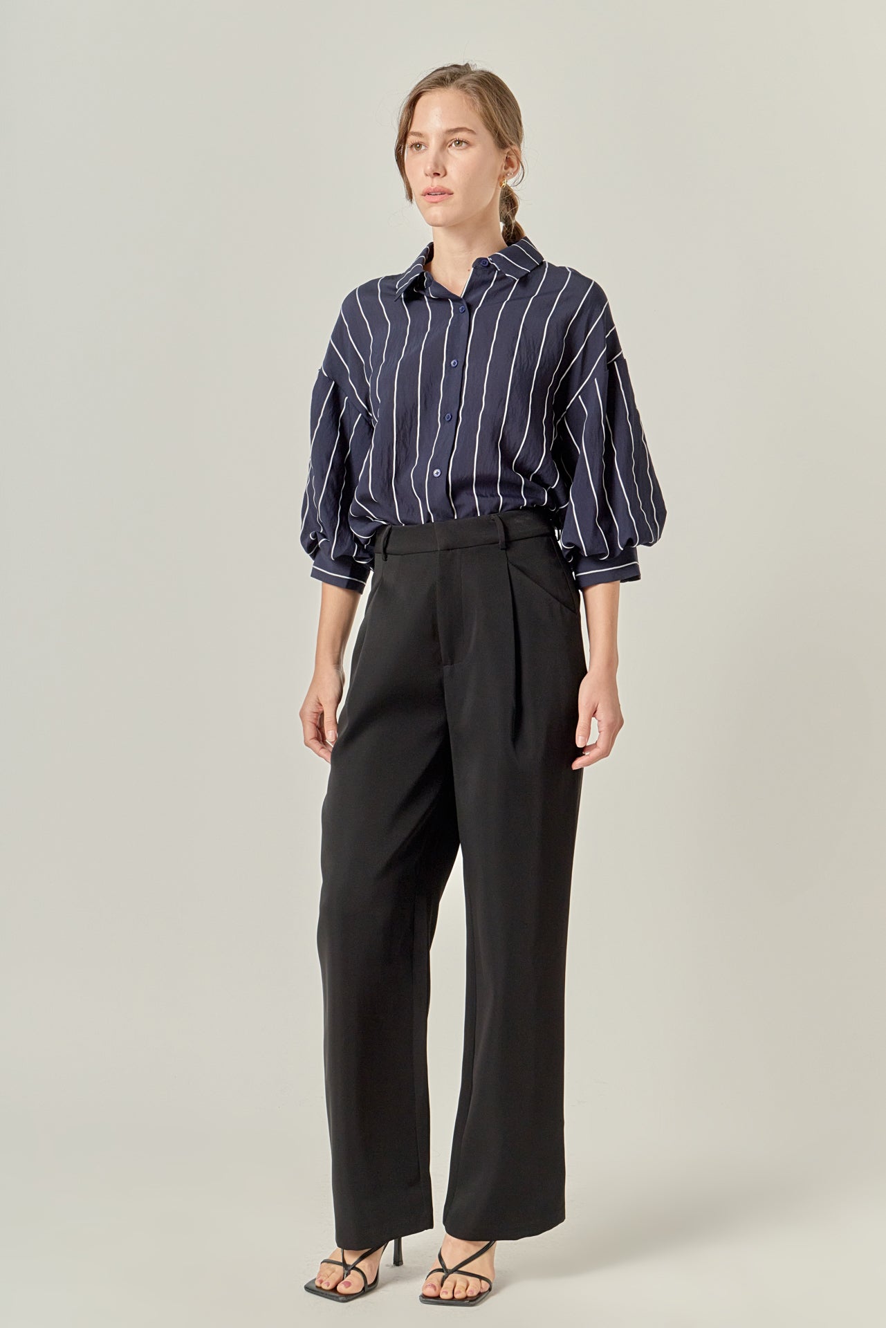 ENGLISH FACTORY - Stripe Balloon Sleeve Shirt - TOPS available at Objectrare