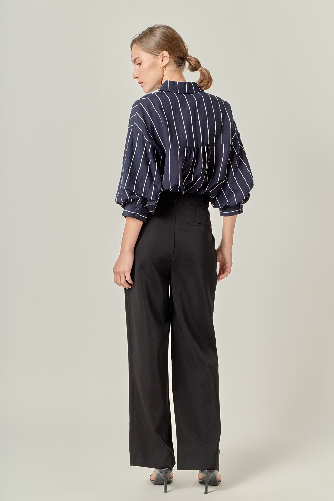 ENGLISH FACTORY - Stripe Balloon Sleeve Shirt - TOPS available at Objectrare