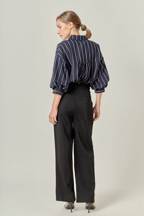 ENGLISH FACTORY - Stripe Balloon Sleeve Shirt - TOPS available at Objectrare