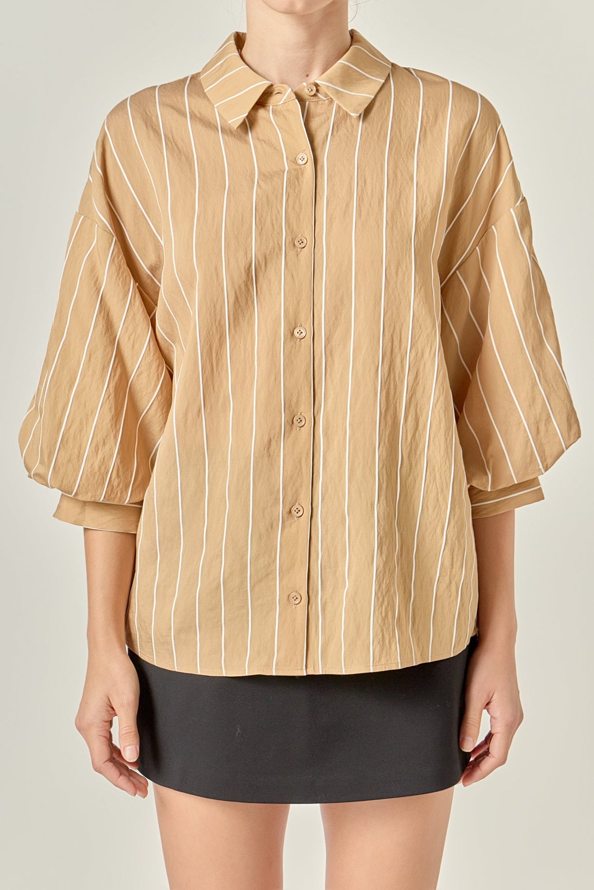 ENGLISH FACTORY - Stripe Balloon Sleeve Shirt - TOPS available at Objectrare