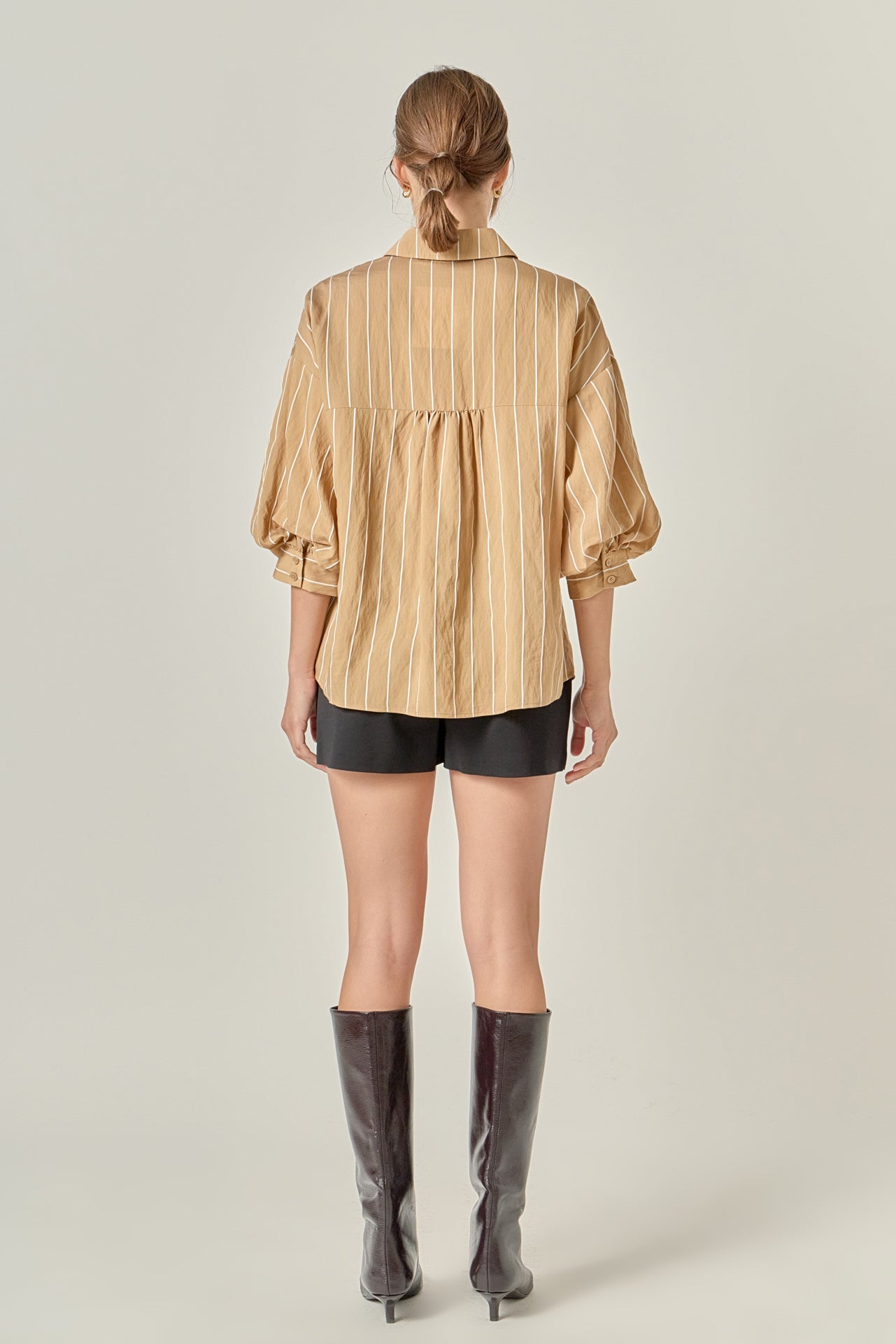ENGLISH FACTORY - Stripe Balloon Sleeve Shirt - TOPS available at Objectrare