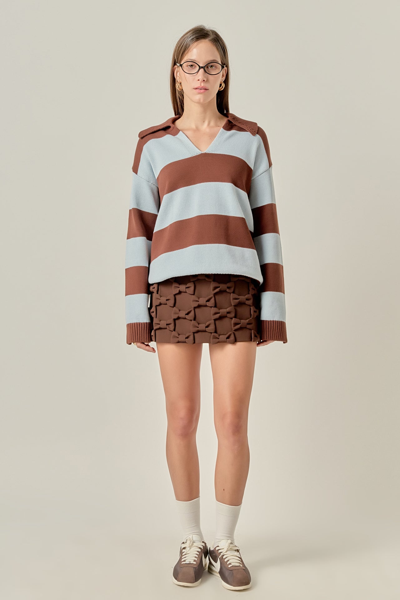 ENGLISH FACTORY - Striped Rugby Collared Sweater - TOPS available at Objectrare