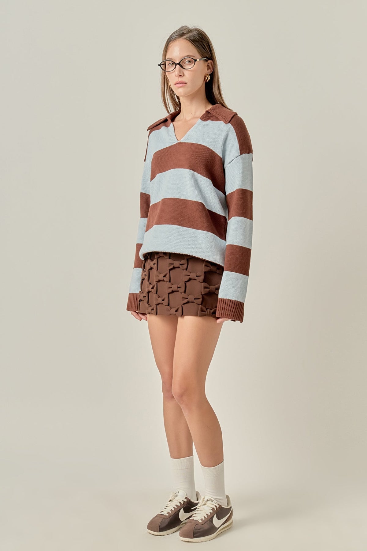 ENGLISH FACTORY - Striped Rugby Collared Sweater - TOPS available at Objectrare