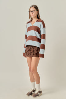 ENGLISH FACTORY - Striped Rugby Collared Sweater - TOPS available at Objectrare