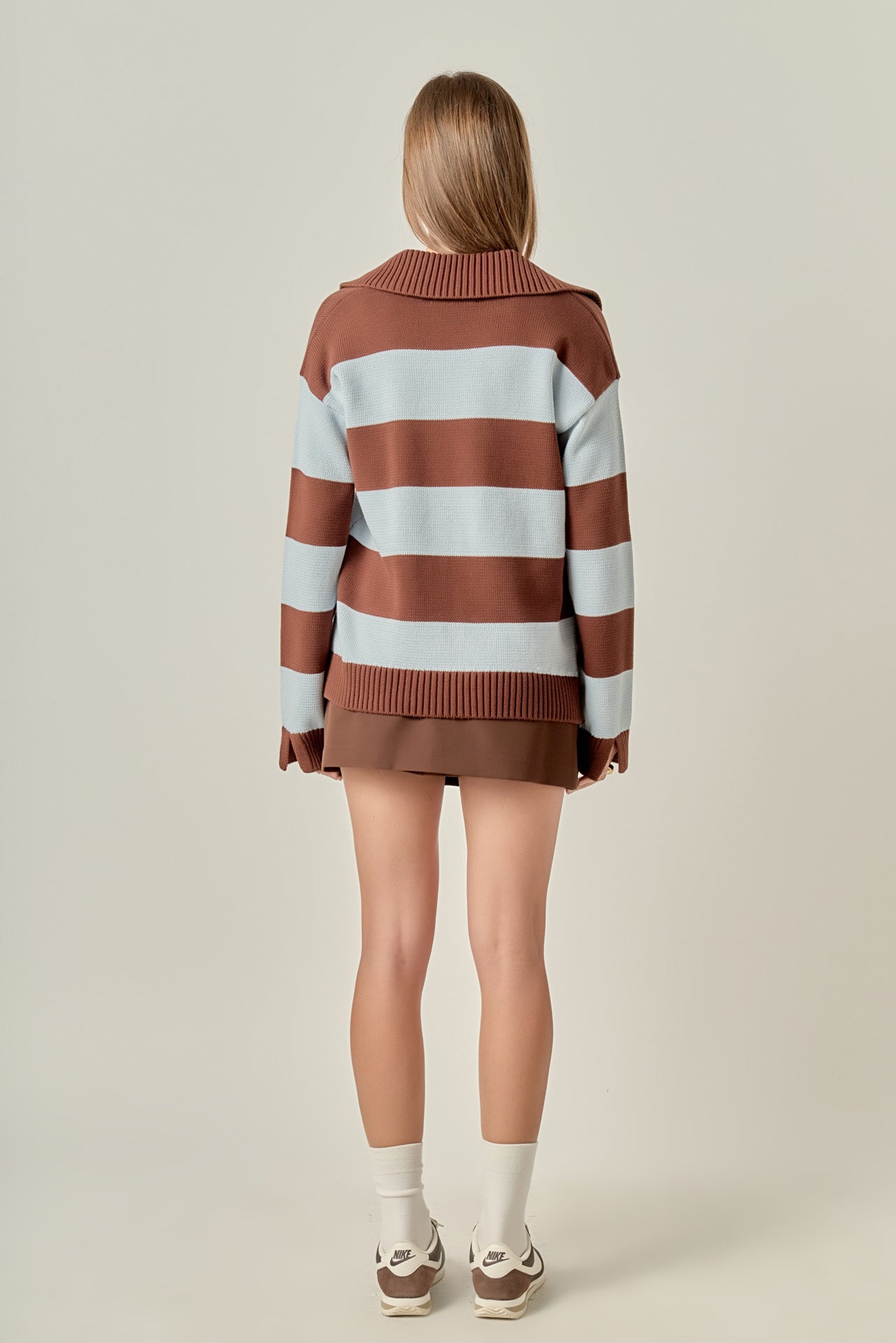 ENGLISH FACTORY - Striped Rugby Collared Sweater - TOPS available at Objectrare