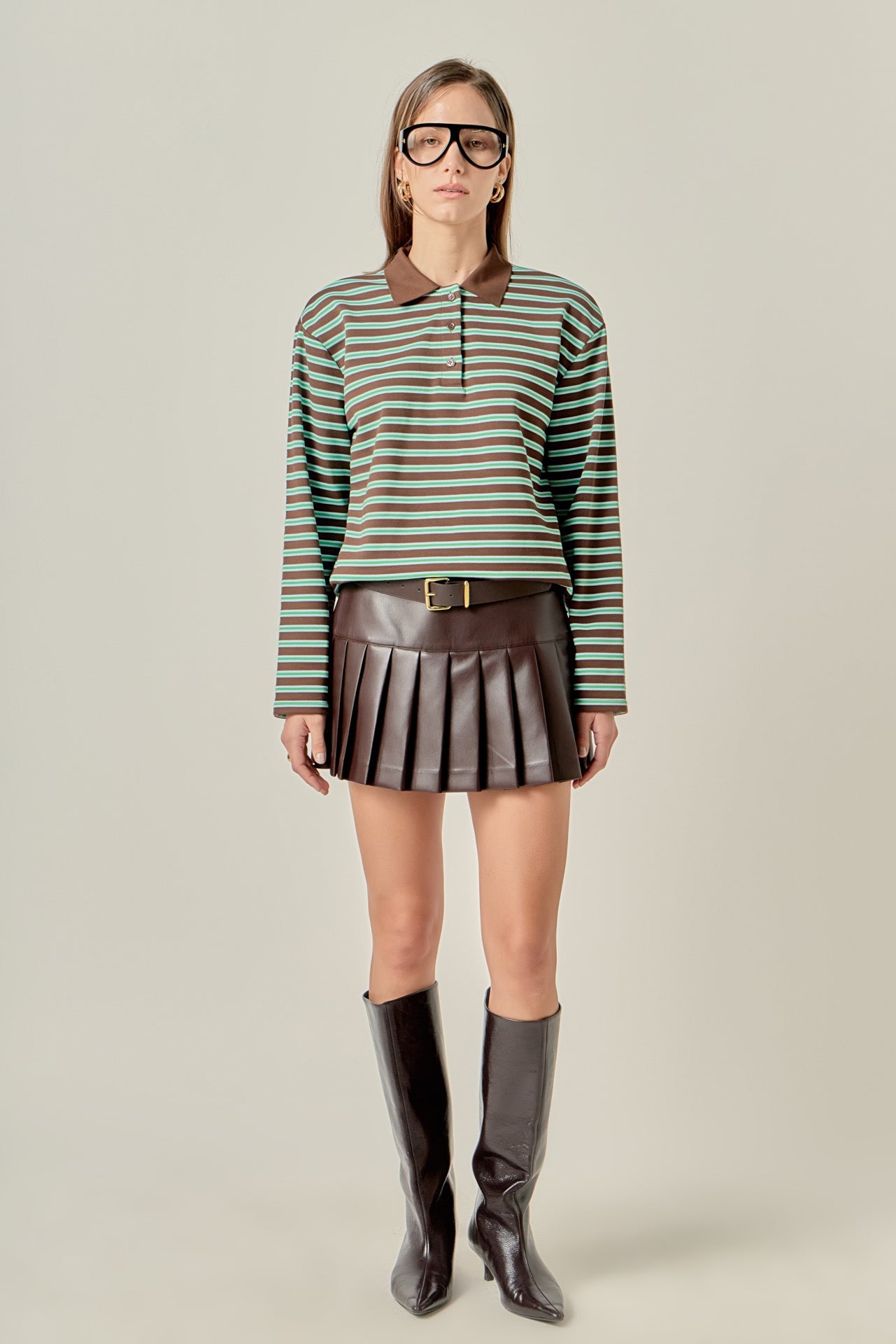 Pleated Vegan Faux Leather Skort