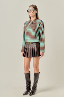 ENGLISH FACTORY - Pleated Vegan Faux Leather Skort - SKORTS available at Objectrare