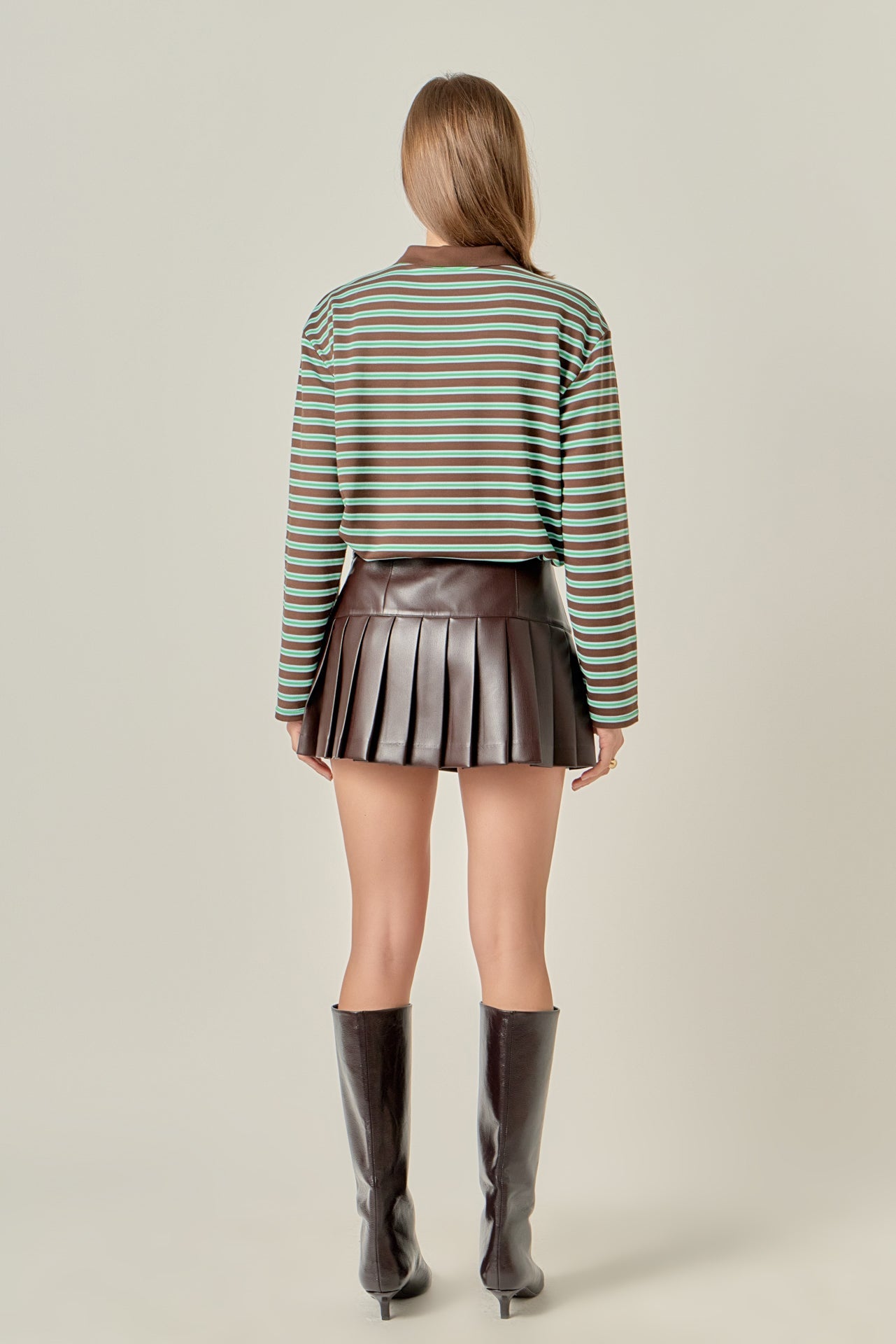 Pleated Vegan Faux Leather Skort