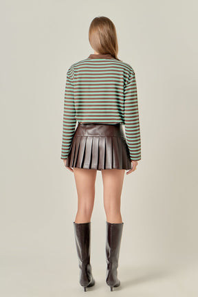 Pleated Vegan Faux Leather Skort
