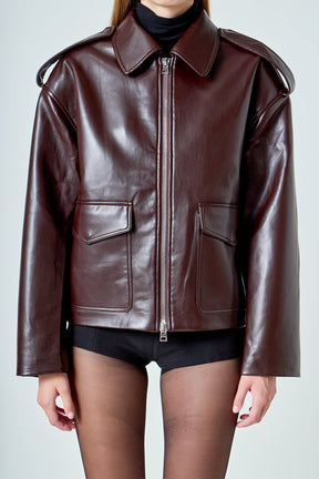 Vegan Leather Oversized Jacket