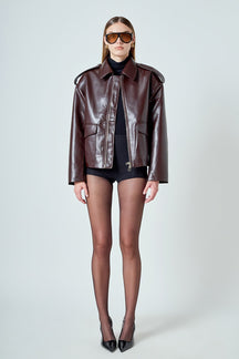 Vegan Leather Oversized Jacket