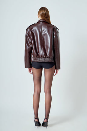 Vegan Leather Oversized Jacket