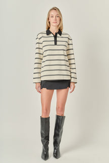 ENGLISH FACTORY - Striped Polo Shirt - TOPS available at Objectrare