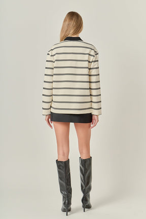 ENGLISH FACTORY - Striped Polo Shirt - TOPS available at Objectrare
