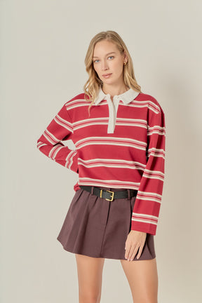 ENGLISH FACTORY - Striped Polo Shirt - TOPS available at Objectrare