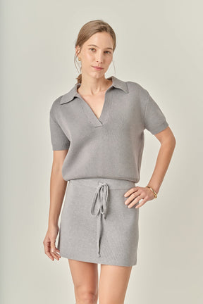 ENGLISH FACTORY - Polo Knit Short Sleeve Top - TOPS available at Objectrare