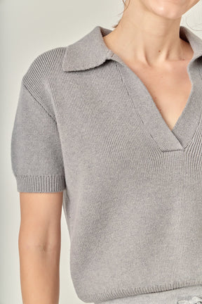 ENGLISH FACTORY - Polo Knit Short Sleeve Top - TOPS available at Objectrare