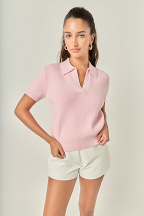 ENGLISH FACTORY - Polo Knit Short Sleeve Top - TOPS available at Objectrare