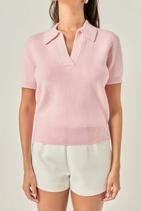 ENGLISH FACTORY - Polo Knit Short Sleeve Top - TOPS available at Objectrare