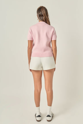 ENGLISH FACTORY - Polo Knit Short Sleeve Top - TOPS available at Objectrare