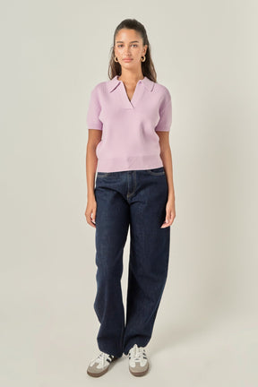 ENGLISH FACTORY - Polo Knit Short Sleeve Top - TOPS available at Objectrare