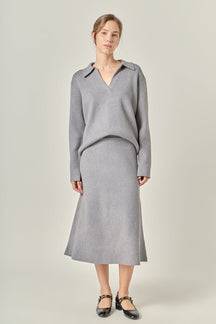 ENGLISH FACTORY - Midi Knit Skirt - SKIRTS available at Objectrare