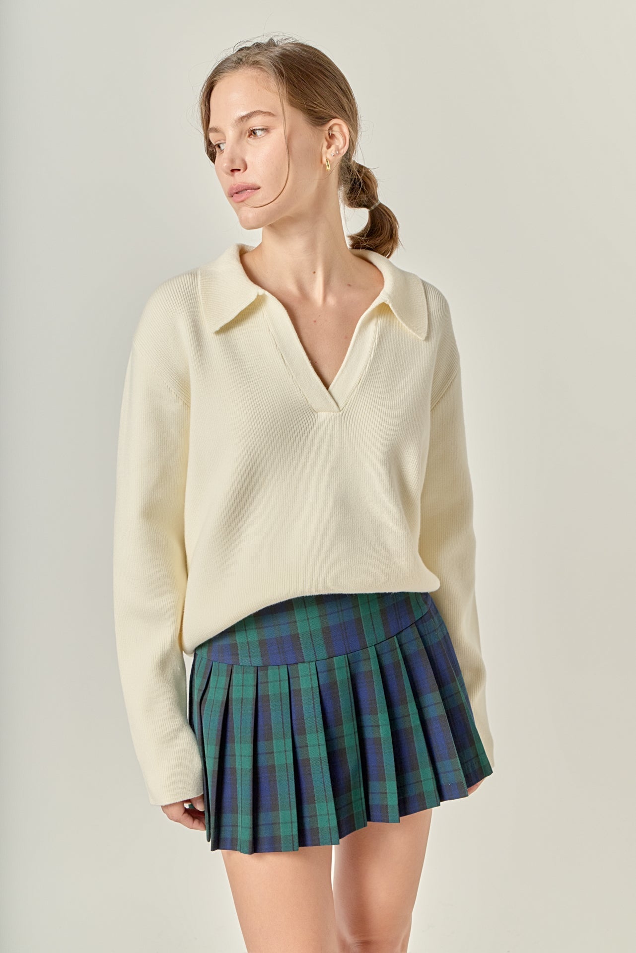 ENGLISH FACTORY - Oversized Collar Knit Top - TOPS available at Objectrare